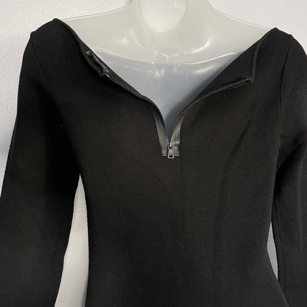Alice + Olivia Black Midi Bodycon Long Sleeve Classic Dress Size Small-medium - Picture 15 of 15